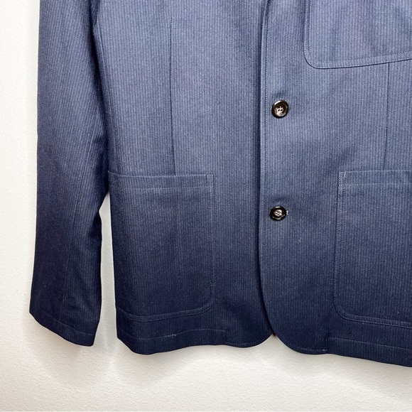 NWT J. Crew Wallace & Barnes Chore Blazer Italian Wool Cotton Navy Blue Stripe - Picture 5 of 10